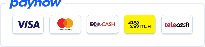 Pay securely with Paynow — Visa, Mastercard, EcoCash, ZimSwitch and TeleCash accepted